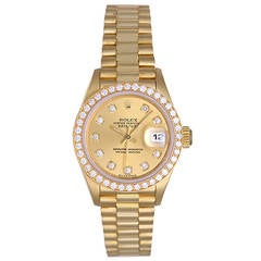 Rolex Lady's Yellow Gold Diamond President Automatic Wristwatch Ref 69178 11