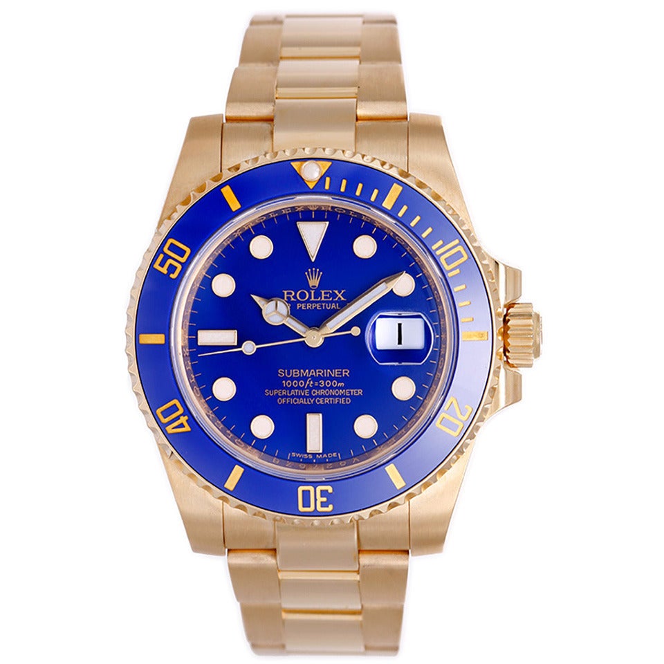 Rolex Yellow Gold Submariner Automatic Wristwatch Ref 116618 For Sale ...