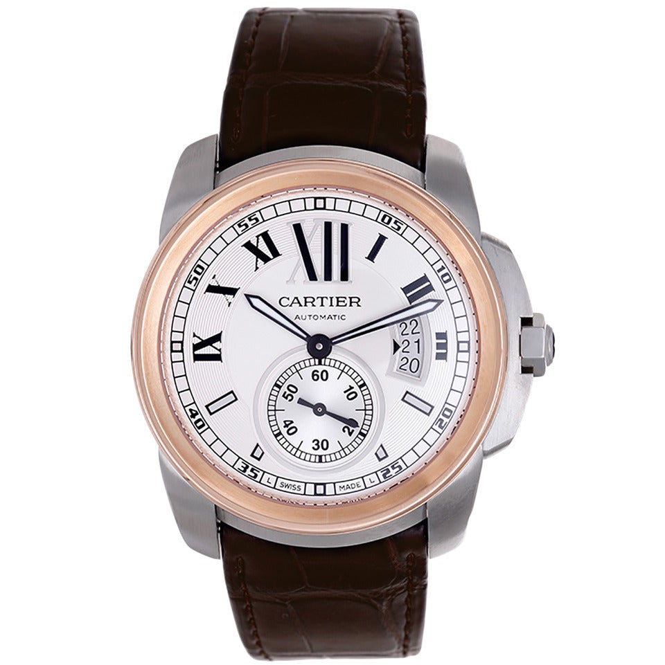 Cartier Rose Gold Stainless Steel Calibre de Cartier Wristwatch Ref W7100039