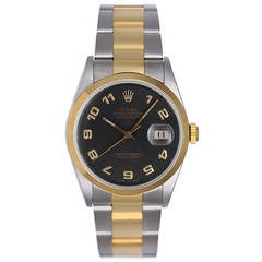 Rolex Yellow Gold Stainless Steel Datejust Oyster Bracelet Wristwatch Ref 16203