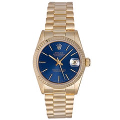 Rolex Lady's Yellow Gold President Blue Dial Automatic Wristwatch Ref 79178