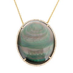 Amazing Yellow Gold Mother-of-Pearl and Diamond Necklace 8