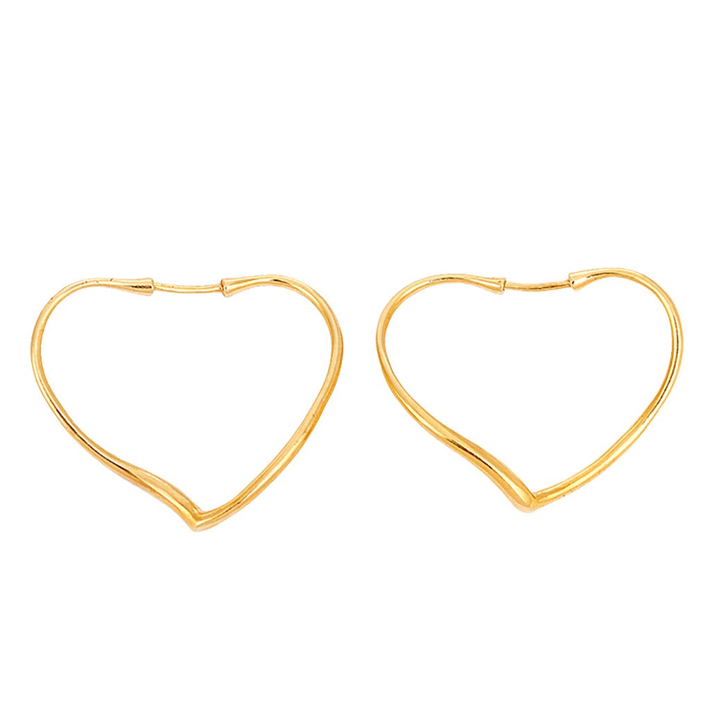 Tiffany And Co Elsa Peretti Open Heart Yellow Gold Hoop Earrings Tiffany Co Elsa Peretti Open Heart Yellow Gold Hoop Earrings For