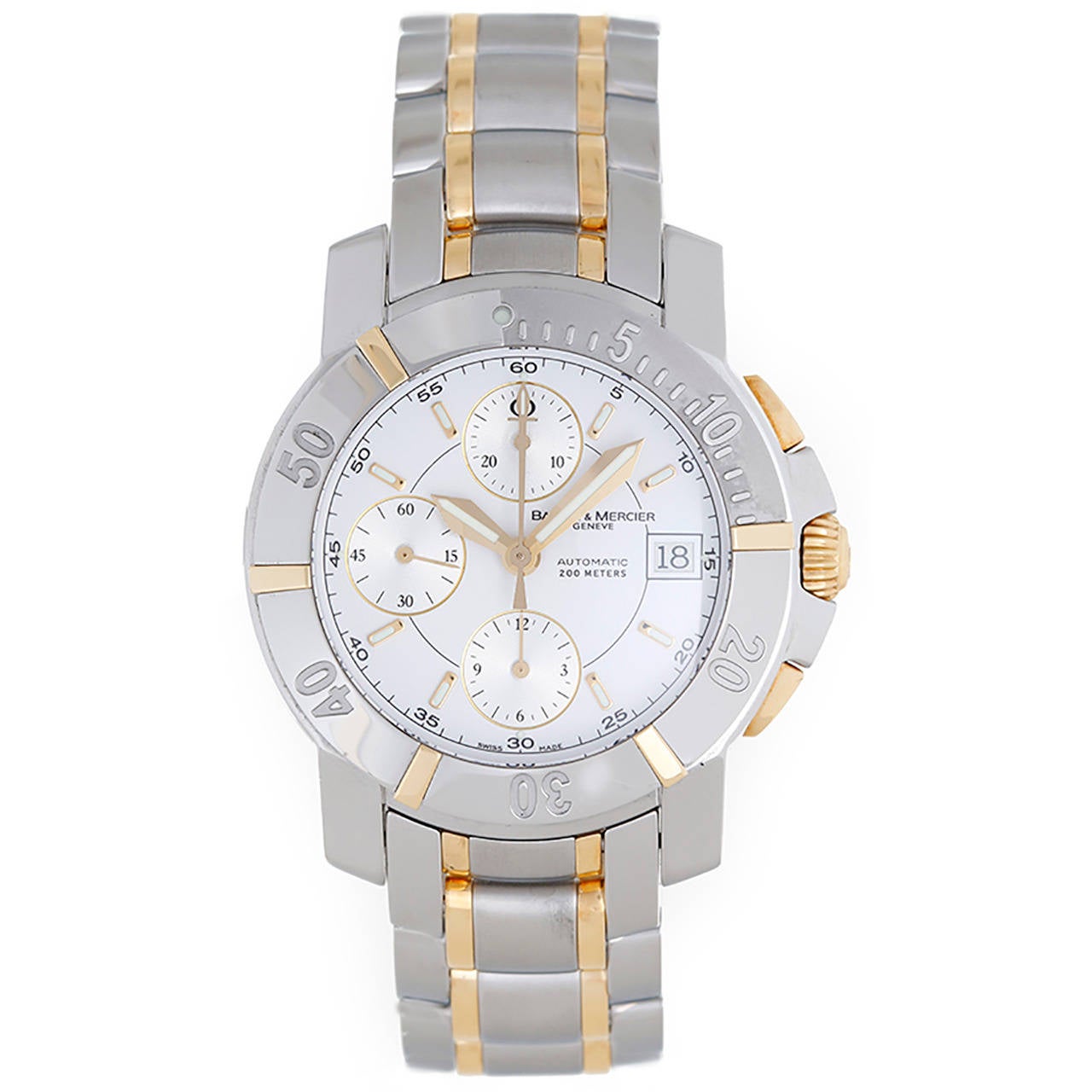 Baume & Mercier Stainless Steel Yellow Gold Capeland Chronograph Wristwatch