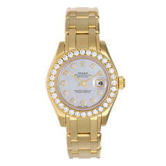 Rolex Lady's Yellow Gold and Diamond Masterpiece Pearlmaster Watch Ref 69298