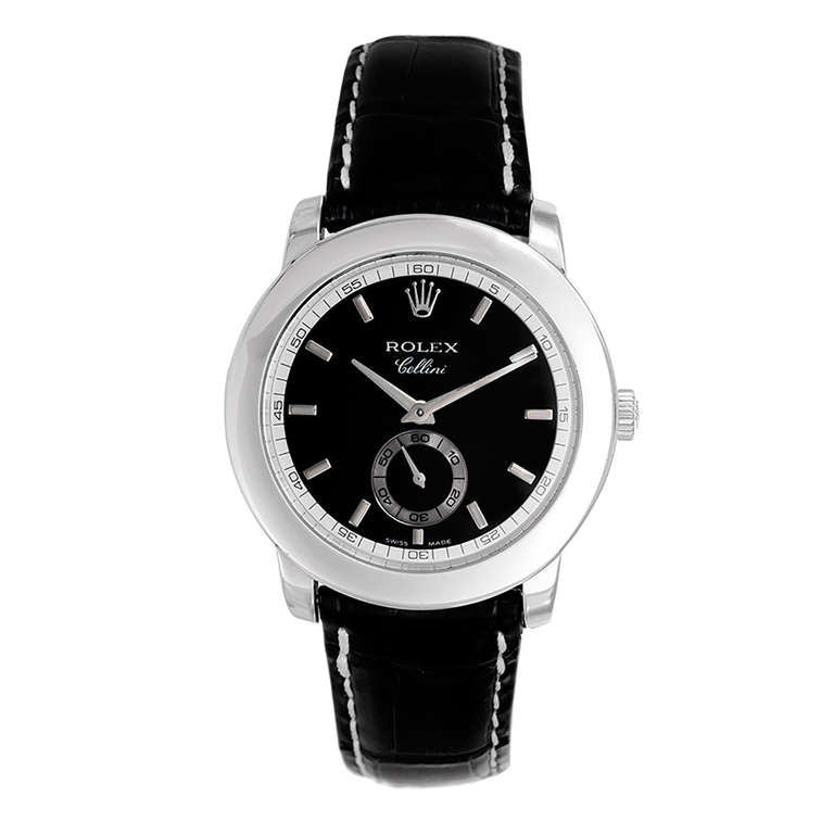 Rolex Platinum Cellini Cellinium Wristwatch with Black Dial Ref 5241/6