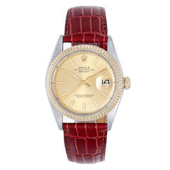 Rolex Stainless Steel and Yellow Gold Datejust Wristwatch Ref 1601circa 1980s