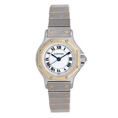 Cartier Lady
s Stainless Steel and Yellow Gold Santos Wristwatch circa 1990s