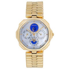 Gerald Genta Yellow Gold Maxi Time Quartz Calendar Moonphase Wristwatch