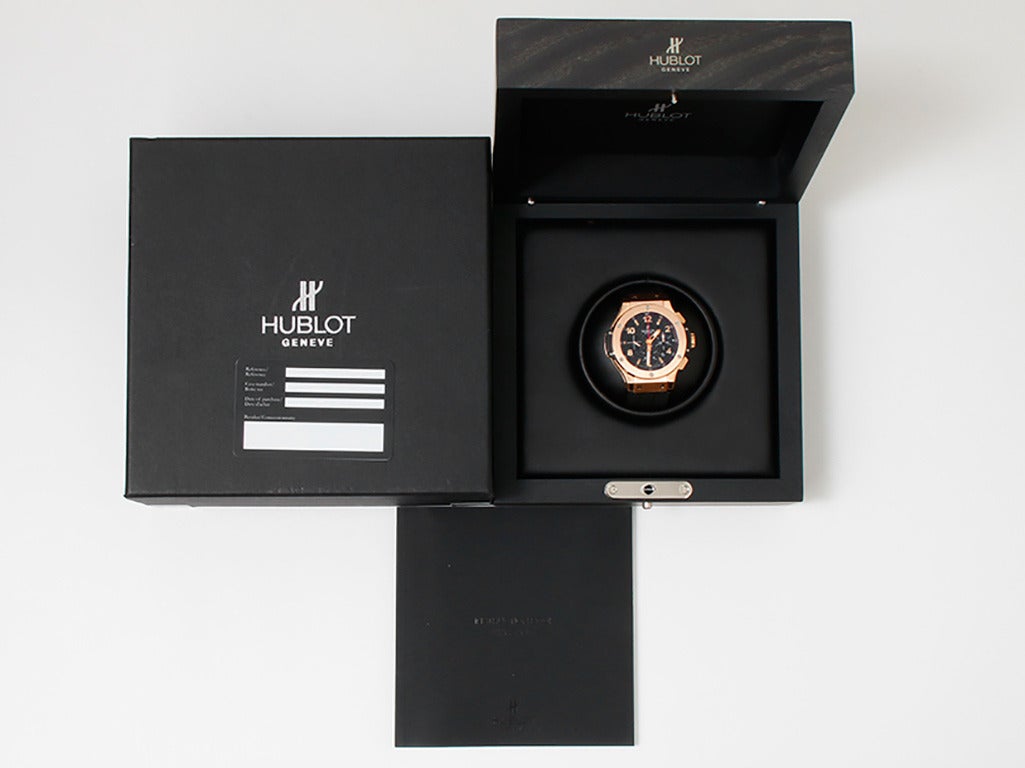 Hublot Rose Gold Big Bang Chronograph Automatic Wristwatch Ref 301.PX.130.RX In Excellent Condition In Dallas, TX