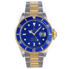 Used Rolex 2-Tone Submariner Oyster Bracelet Sport Wristwatch 16613