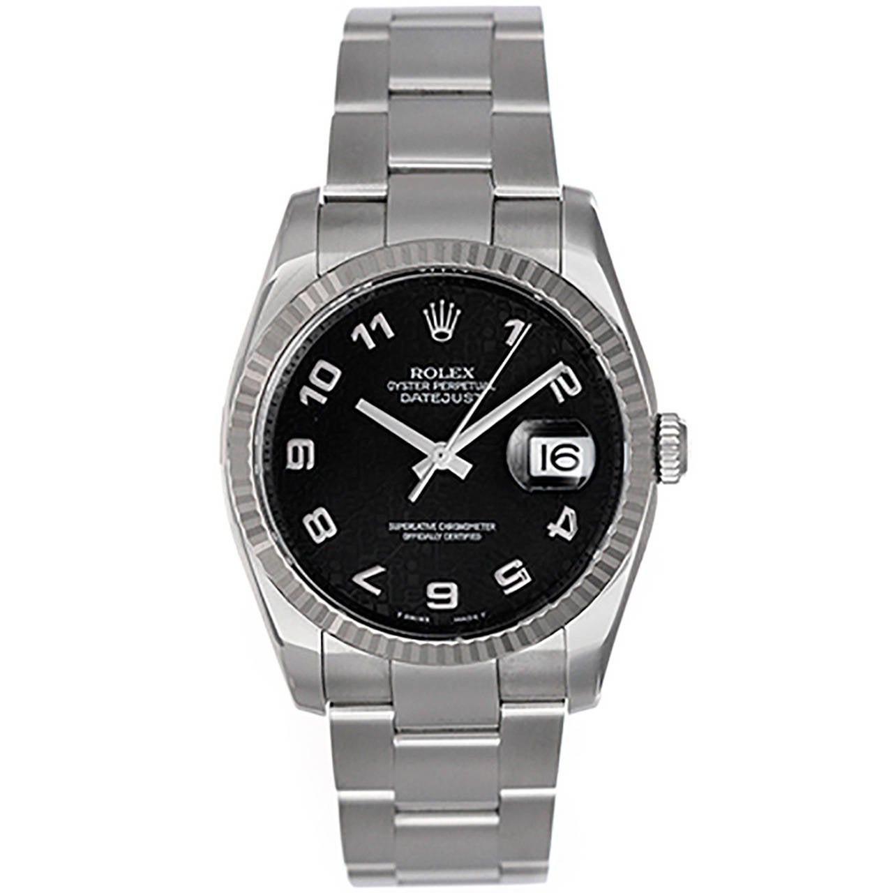 Rolex Stainless Steel White Gold Bezel Datejust Automatic Wristwatch Ref 116234