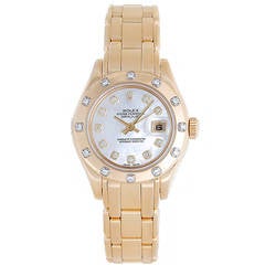 Rolex Lady's Yellow Gold Diamond Pearlmaster Automatic Wristwatch Ref 69318