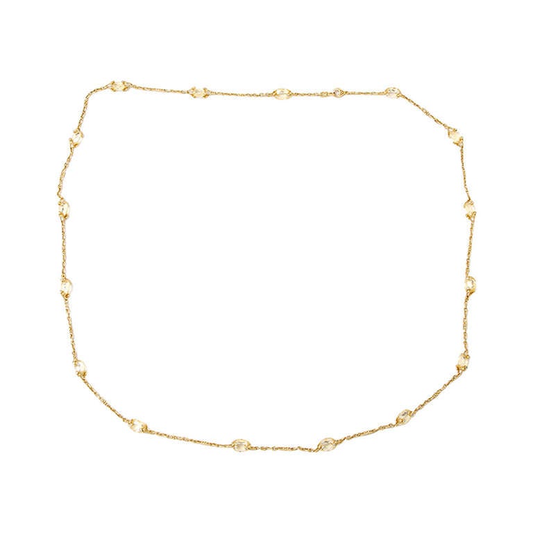 Judith Ripka Yellow Crystal-Glass and Diamond Chain Necklace