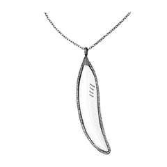 Chic Sterling Silver, Diamond, and Bone Feather Necklace