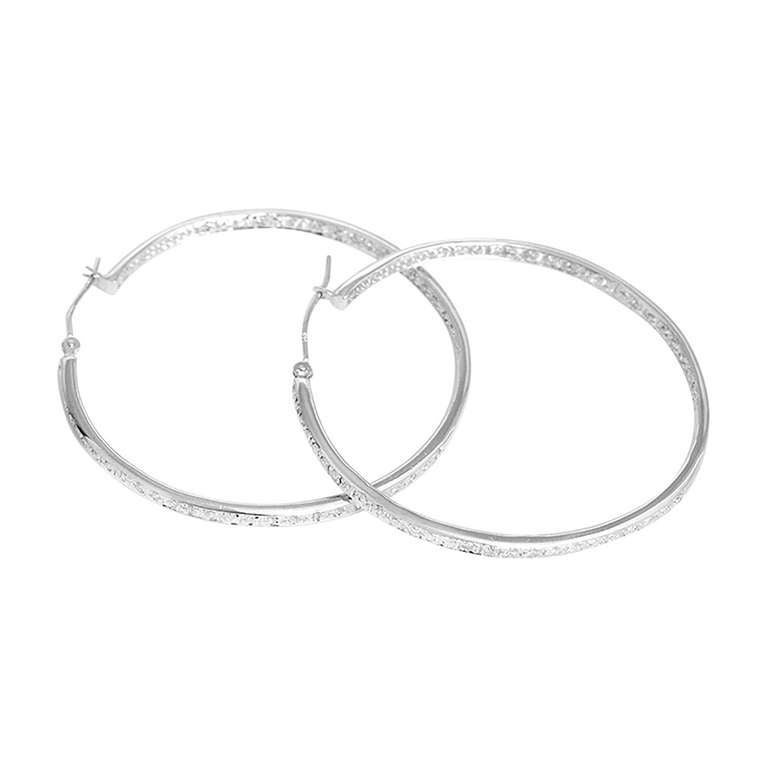 Beautiful White Gold Inside-Out Diamond Hoop Earrings