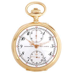 Patek Philippe Yellow Gold Chronograph Pocket Watch with Box and Papers