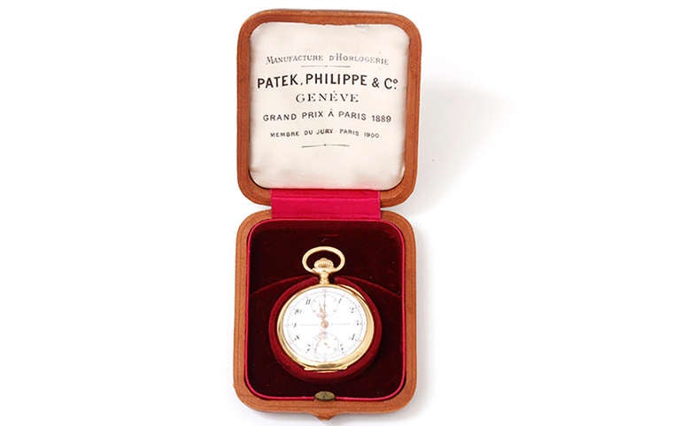 Patek Philippe Yellow Gold Chronograph Pocket Watch with Box and Papers In Good Condition In Dallas, TX
