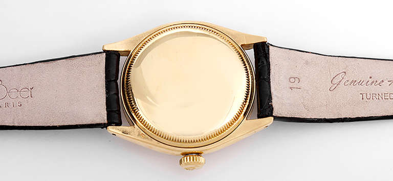 Rolex Rare Yellow Gold Wristwatch with Fancy Factory Diamond Dial Ref 6285 In Good Condition In Dallas, TX