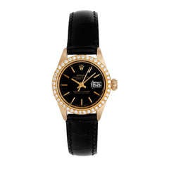 Rolex Lady's Yellow Gold Datejust Wristwatch with Custom Diamond Bezel Ref 6917