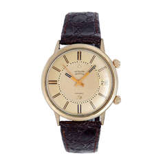 Retro LeCoultre Yellow Gold-Filled Memovox Alarm Wristwatch