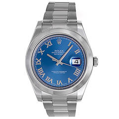 Rolex Stainless Steel Datejust II Blue Dial Automatic Wristwatch Ref 116300