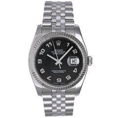 Rolex Stainless Steel Datejust Fluted Bezel Automatic Wristwatch Ref 116234