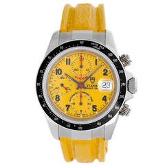 Rolex Stainless Steel Tudor Tiger Prince Yellow Chronograph Wristwatch Ref 79260