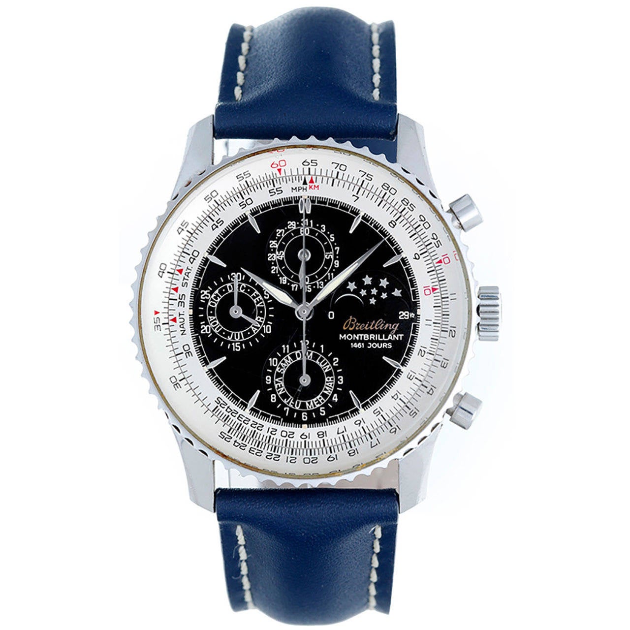 Breitling Stainless Steel Montbrillant 1461 Moonphase Wristwatch Ref A19030