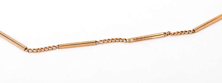 Beautiful vintage 14k rose gold pocket watch chain.  This one measures 15-inches in length. It weighs 9.8 grams.