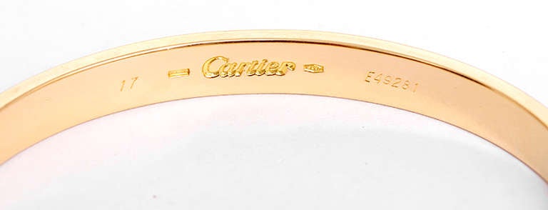 Cartier Love Bracelet Yellow Gold Size 17 with Papers and Screwdriver