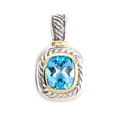 David Yurman Yellow Gold and Sterling Silver Blue Topaz Enhancer