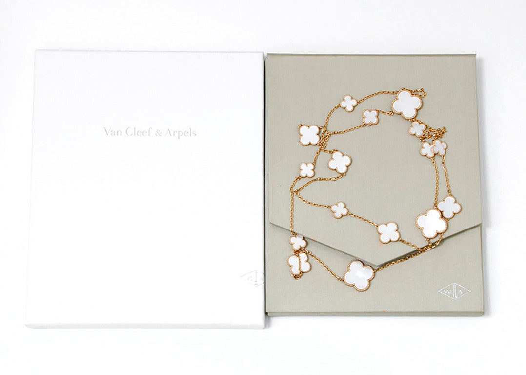 Women's Van Cleef & Arpels Magic Alhambra Mother-of-Pearl Gold Long 16 Motif Necklace