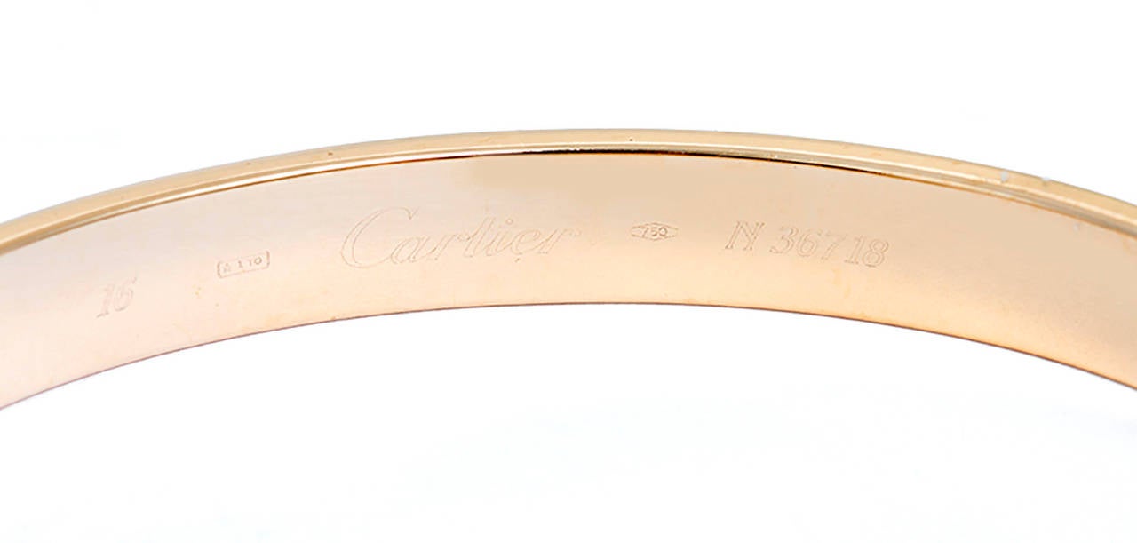 Cartier Gold Love Bangle Bracelet with Screwdriver In Excellent Condition In Dallas, TX