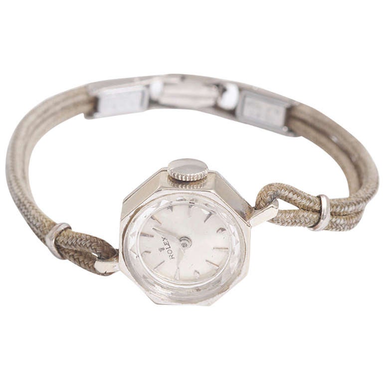 Rolex Lady
s White Gold Octagonal Wristwatch circa 1960s