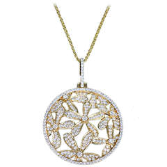 Amazing Yellow Gold and Diamond Flower Pendant