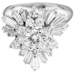 Vintage Fabulous Ladies Diamond Cocktail Ring Apx. 1.5 ct  White Gold Sz. 7.25