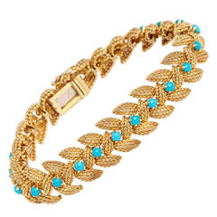 Vintage 1960's Tiffany & Co. Gold Turquoise Bracelet