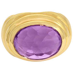 Craiger Drake Large Purple Amethyst & Gold Cocktail Ring Sz. 6.75