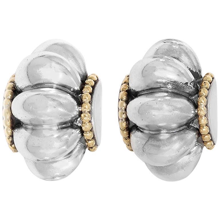 Lagos Caviar Sterling Silver and Gold Earrings