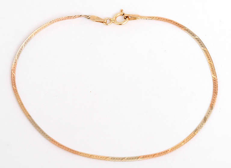 Wonderful Tri-Color Gold Necklace and Bracelet Set