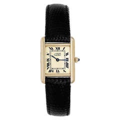 Cartier Gilt Silver Must de Cartier Tank Wristwatch