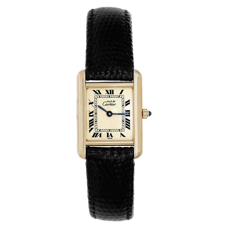 Cartier Gilt Silver Must de Cartier Tank Wristwatch