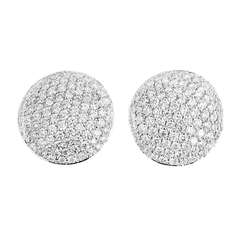 Beautiful Pave Diamond White Gold Button Earrings