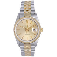 Rolex Yellow Gold Stainless Steel Chronometer Automatic Wristwatch Ref 15223