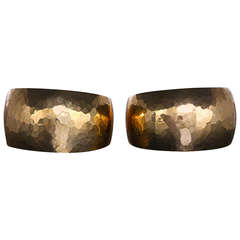 Beautiful Hammered Yellow Gold Hoop Earrings