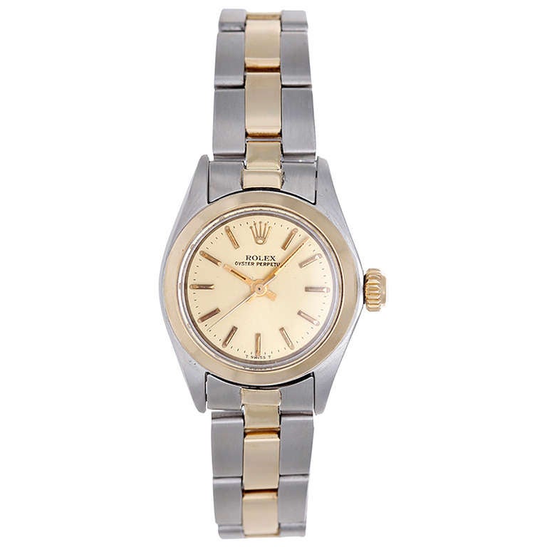 Rolex Lady's Stainless Steel and Yellow Gold Oyster Perpetual Watch Ref 6719