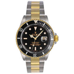 Rolex Stainless Steel and Yellow Gold Submariner Wristwatch Ref 16613
