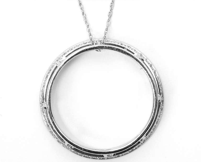Beautiful White Gold and Diamond Circle Necklace