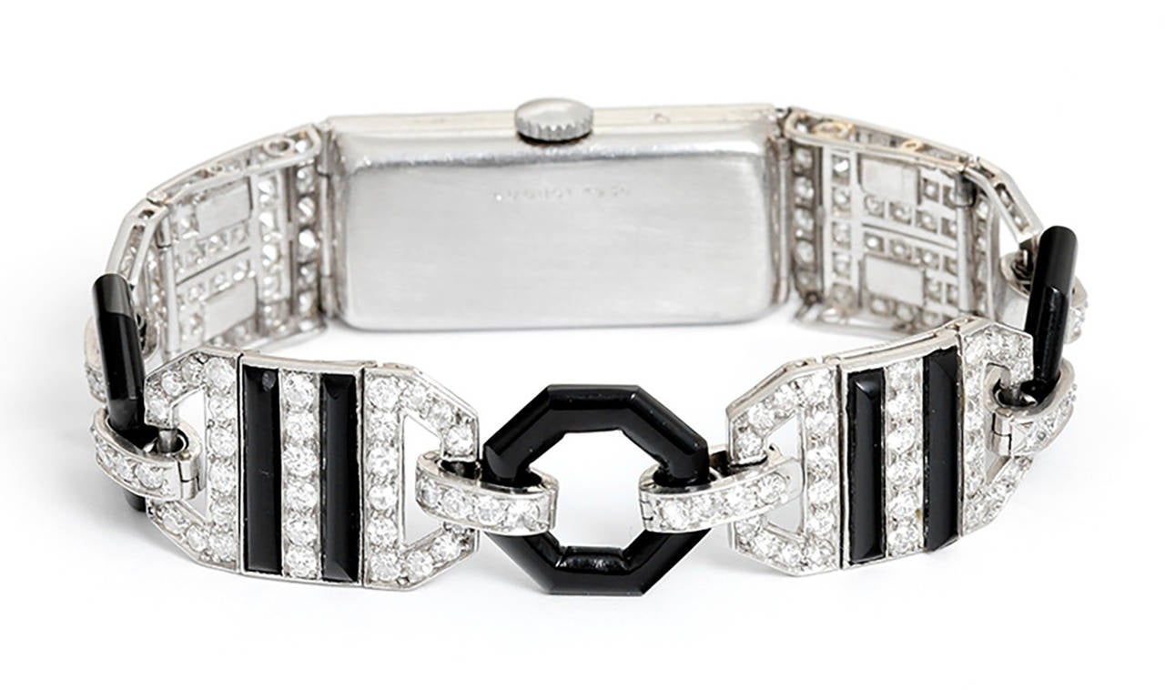 Art Deco Tiffany & Co. Ladies Platinum Diamond Manual Wind Wristwatch